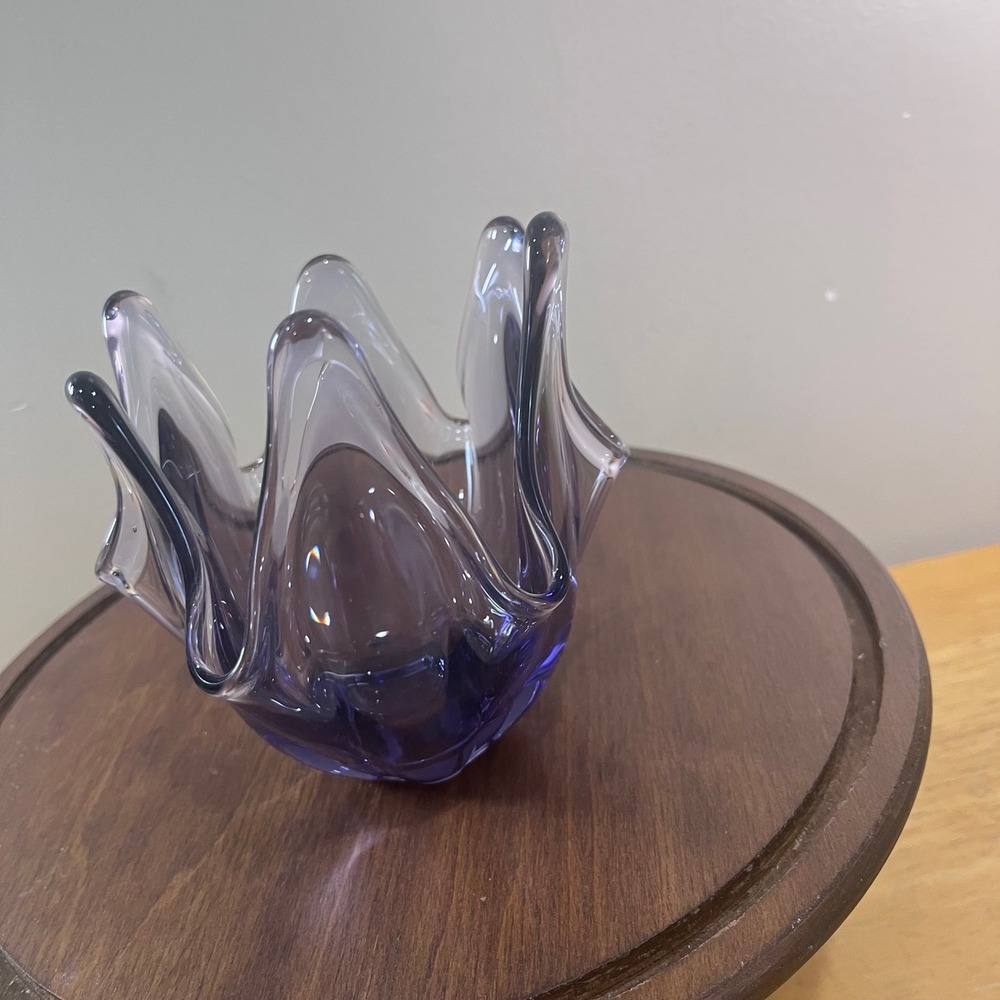 Vtg Viking Thistle Amethyst Purple Swung Glass Bowl Mid Century Modern MCM 5.5"‎ - Picture 7 of 9